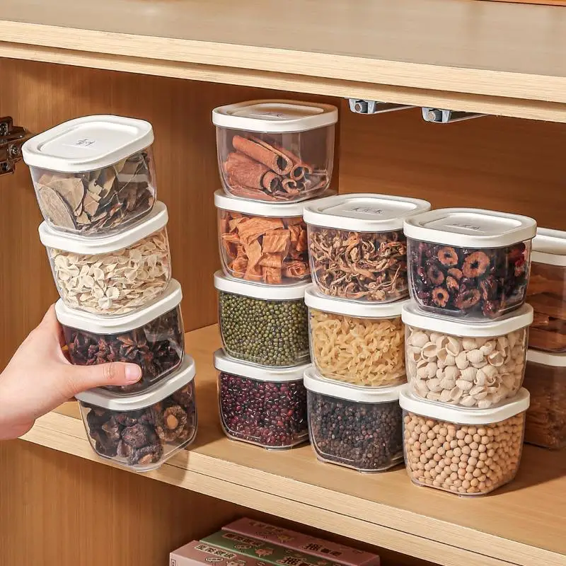 Stackable Airtight Food Storage Containers With Lids Clear Plastic Organizer For Herbs Spices