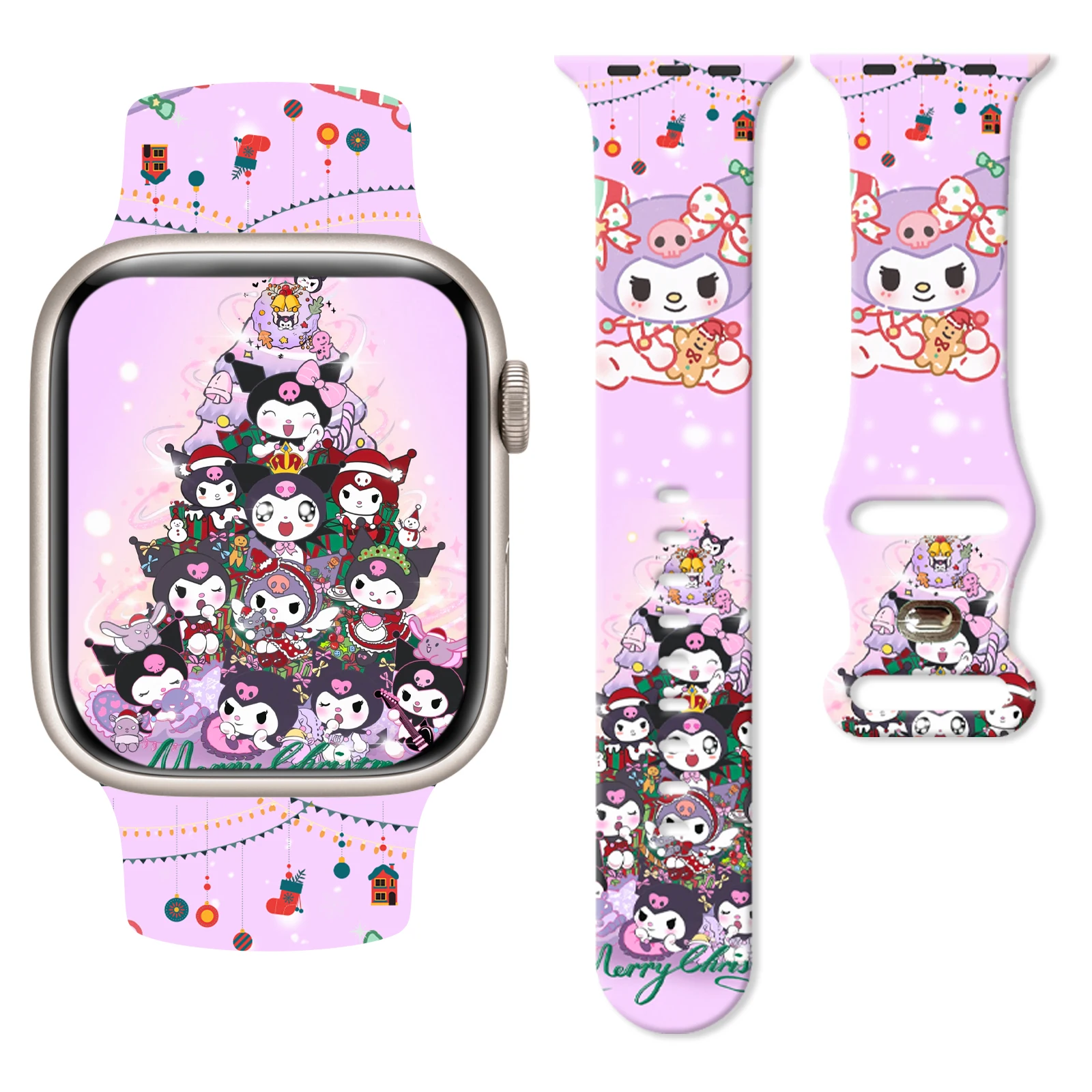 

Christmas Kuromi Series Strap for Apple Watch 11 10 9 8 7 SE Silicone Band Replaceable Watchband for iWatch 46mm 42mm 41mm 40mm