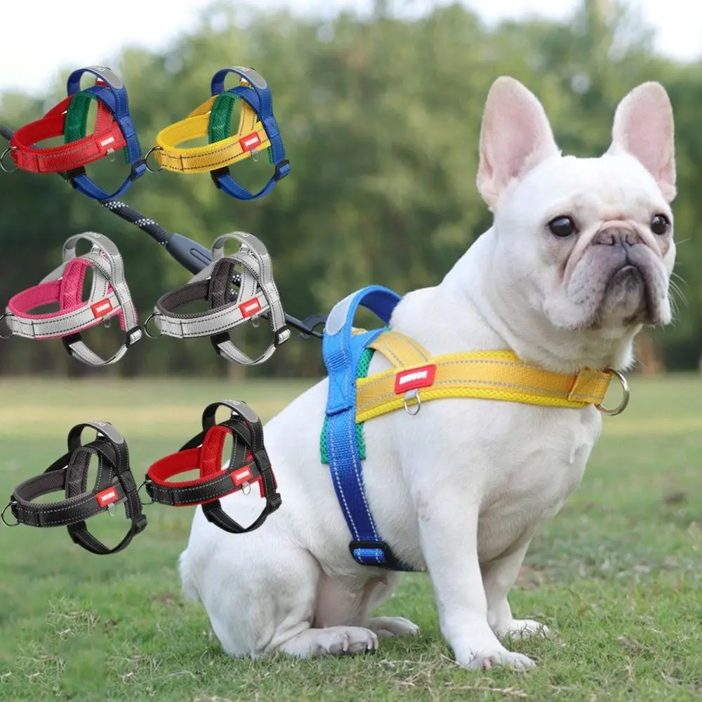 Adjustable Dog Harness Vest Reflective Comfortable Dog Chest Strap Wear-resistant Explosion-proof Pet Vest for Small Medium Dogs