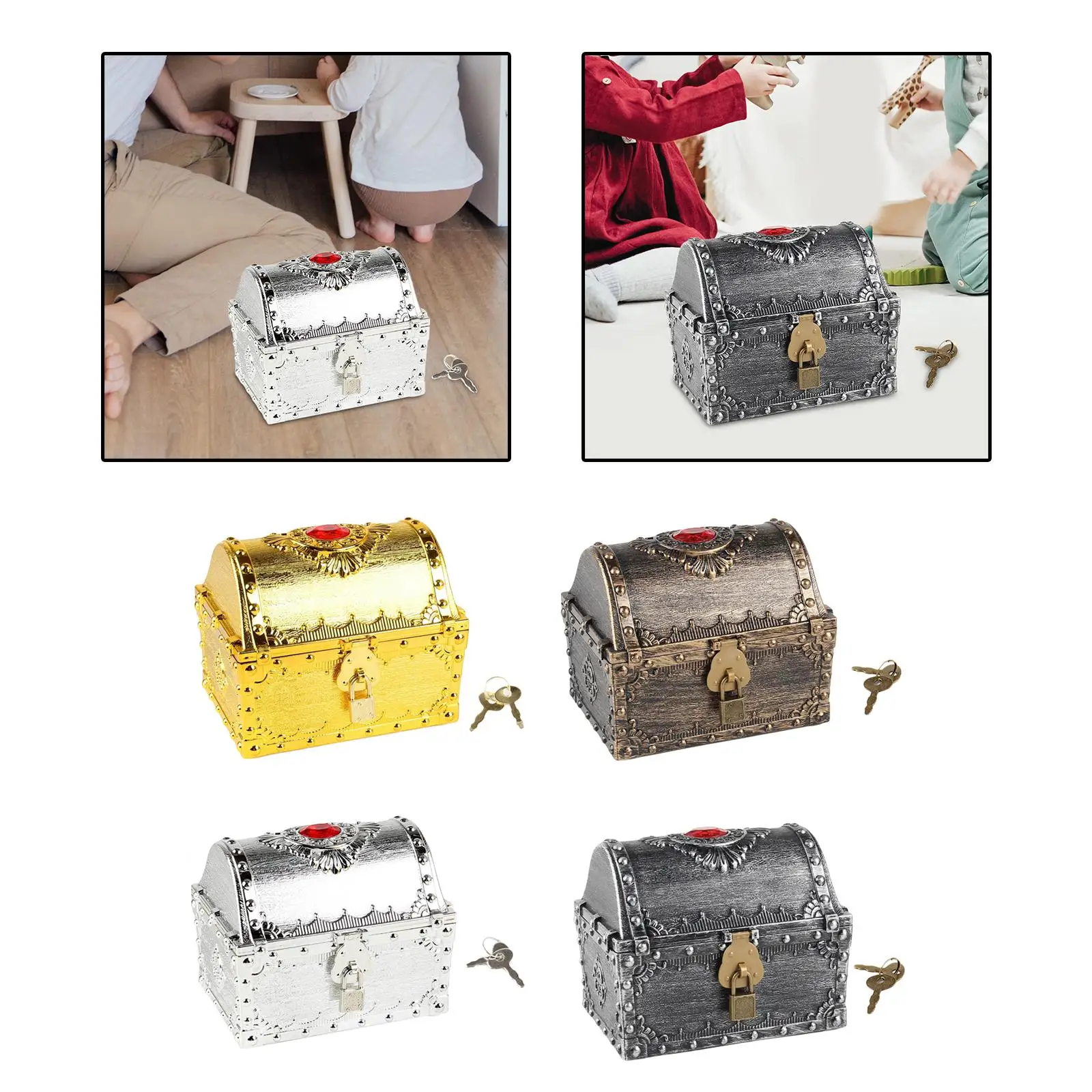 Pirate Treasure Chest Adventurous Treasure Box Antique Storage Pirate Treasure Box for Boys Girls Kids Prizes