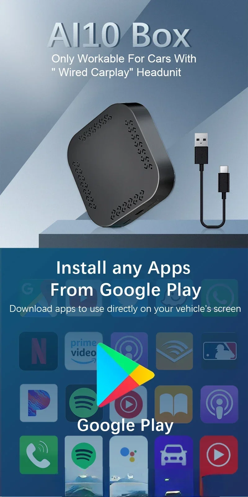 

Exquisite craftsmanship GRANDnavi Light Android Carplay AI Box Wireless Car Multimedia Player New Style Android Carplay Ai Box