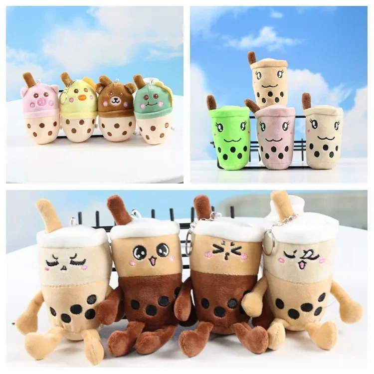 Stuffed Plush Key Chain Milk Tea Cup Style Plush Toy Pendant Creative Cartoon Toy Girl Heart Super Cute Charm Present for Friend