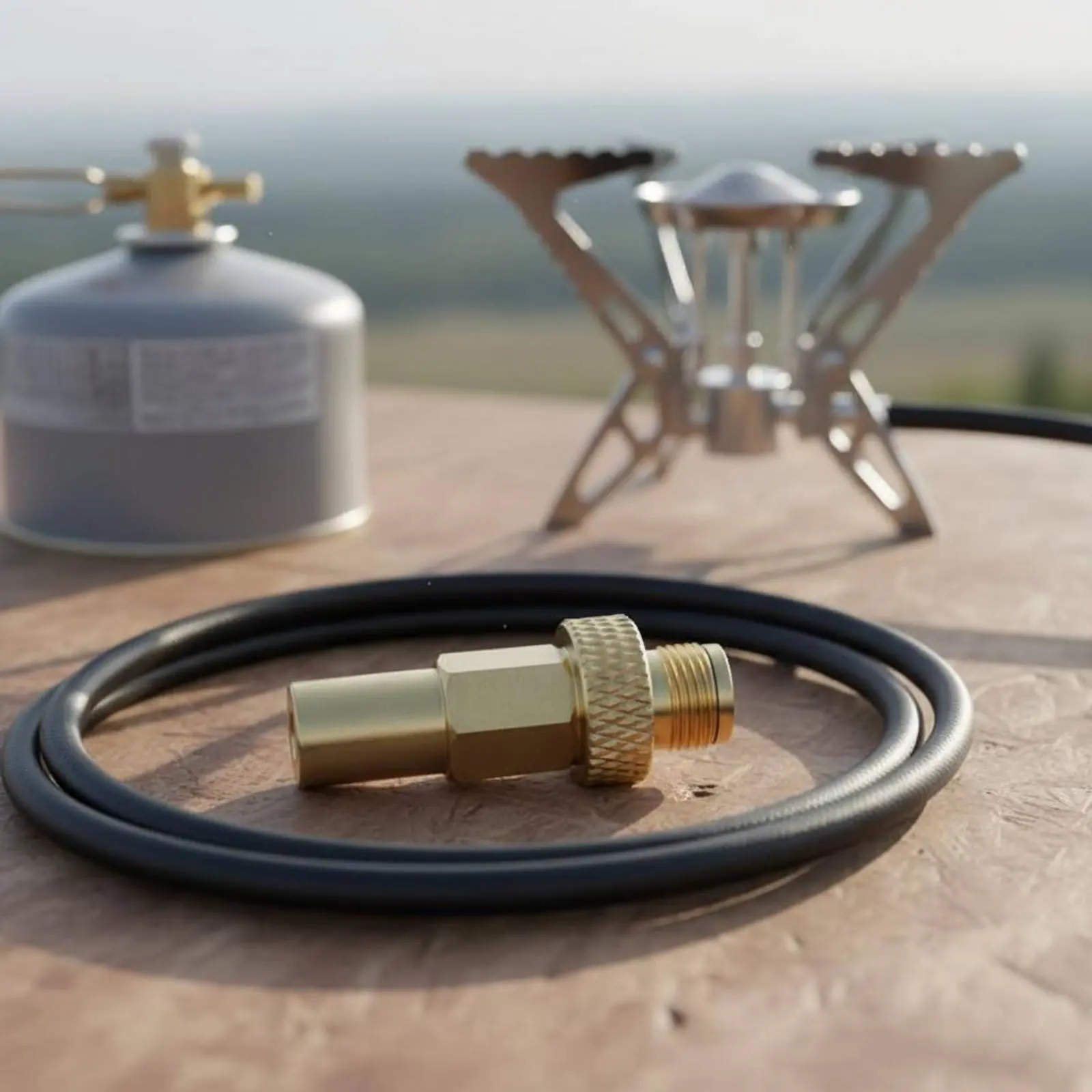 

Brass Gas Hose Adapter Compact Size Rotary Gas Adapter Camp Cooker Brass Connector Lightweight Outdoor Gear Safe Use