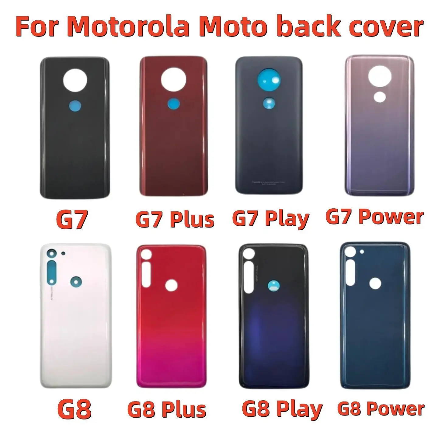 Battery Back Cover Glass Rear Door Replacement Housing Adhesive For Motorola Moto G7 Power / G7 Plus / G8 Play / G8 Plus / X4