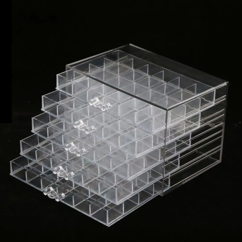 120Grids Jewelry Storage Box Drawer Style Acrylic Nail Art Organizer Box Dustproof Ring Earring Jewelry Sorting Box Desktop