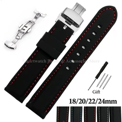 18mm 20mm 22mm 24mm Watch Band Sport Quick Release Bracelet Silicone Waterproof Watch Strap Men Rubber Strap Butterfly Clasp