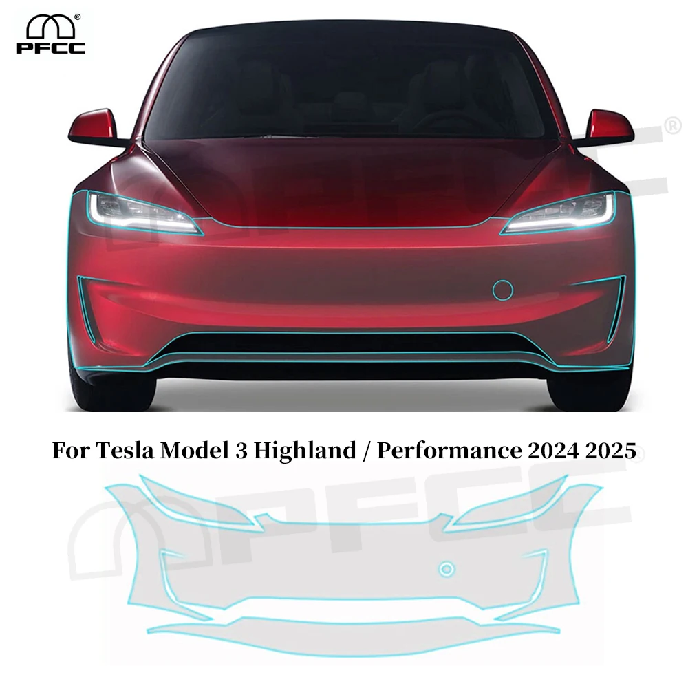 

Предварительно нарезанная защитная пленка PPF (прозрачная, антицарапийная) для Tesla Model 3 Highland Performance 2024-2026, TPU пленка для защиты лакокрасочного покрытия автомобиля от царапин