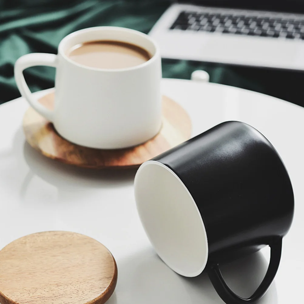 

1Set Drink Cup with Lid Premium Ceramic Construction Simple Elegant Style Easy to Hold Great for Coffee Tea At Home Office