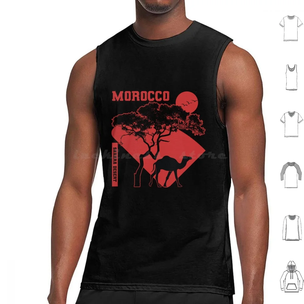 Morocco Sahara Desert Acacia Tree Tank Tops Print Cotton Sahara Desert Fashion Art Golden Sands Nature Inspired Vibes