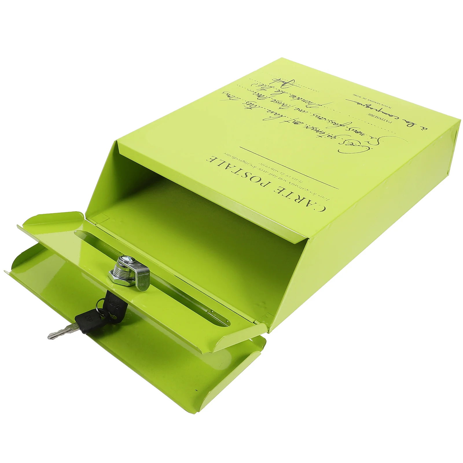 

Vintage Iron Mailbox Green Lettering Retro Wall-Mount Lock Letter Box Outdoor Decorative Mail Organizer Iron Mailbox