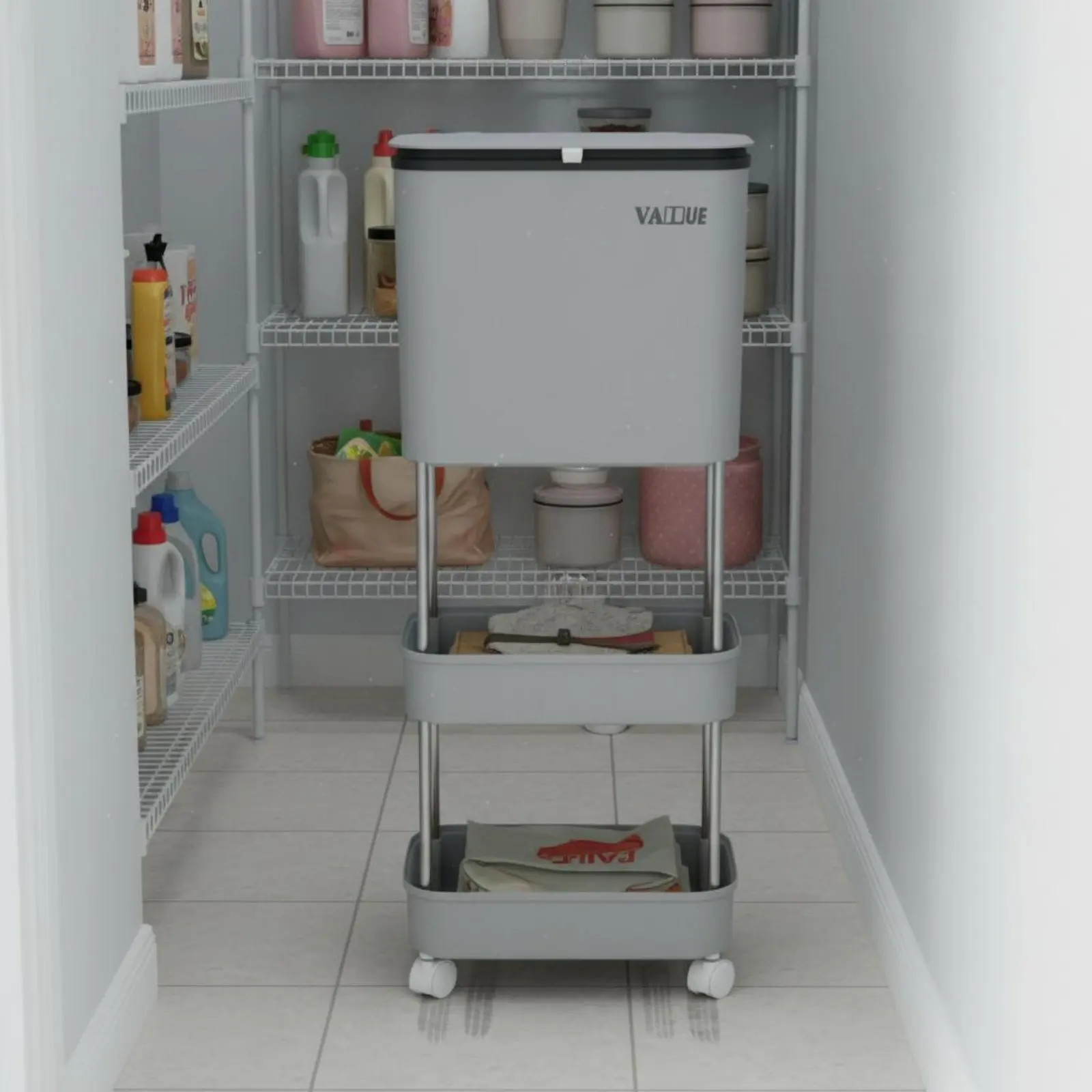 

Многоуровневая мультиотсековая урна для сухого и влажного мусора на колесах, большой емкости, для сортировки отходов на кухне