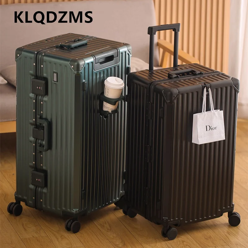 

KLQDZMS 24"26"28" New Suitcase Men's Aluminum Frame 30 Inch Trolley Case Women's Large Capacity Password Box Rolling Luggage