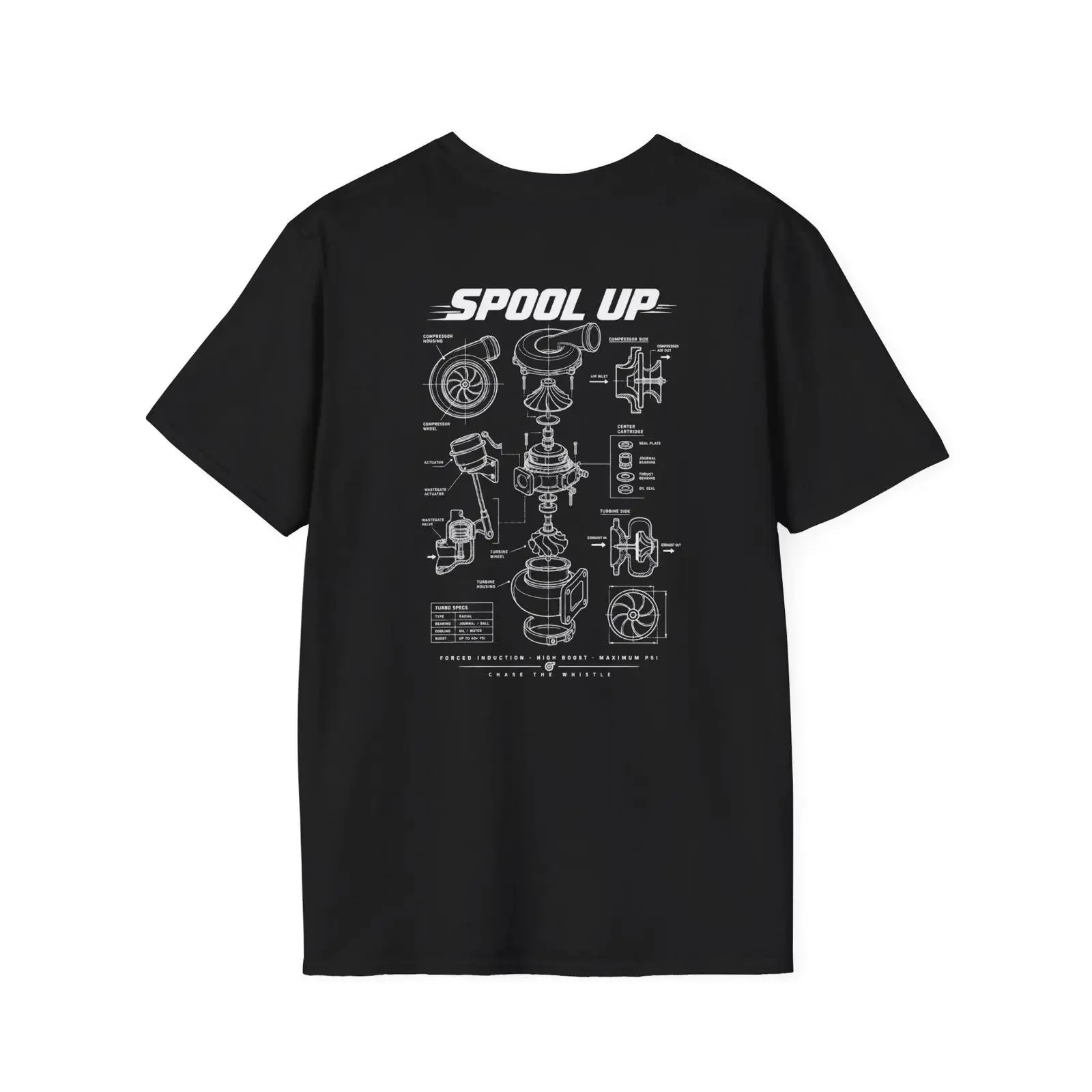 Turbocharger Diagram T Shirt Forced Induction Engine vintage Washed Soft Comfortable homme Top For Everyday Wear fashion