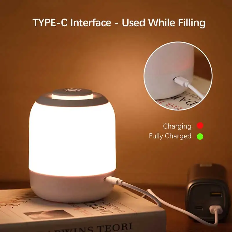 LED  Night Lights, 3 Brightness USB Rechargeable Table Lamp, Portable Bedside Light, for Bedroom,Garage,Bedroom Study Room