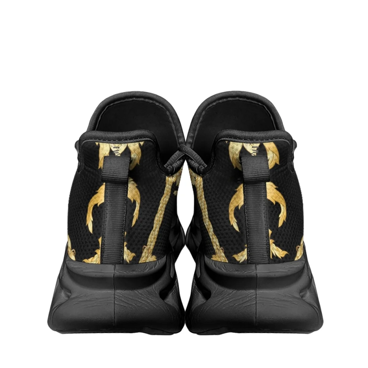 New Fashion Baroque Gold Pattern Female Male Autumn Winter Tennis Shoes Shock Absorption Lightweight Lace Up Breathable Sneakers