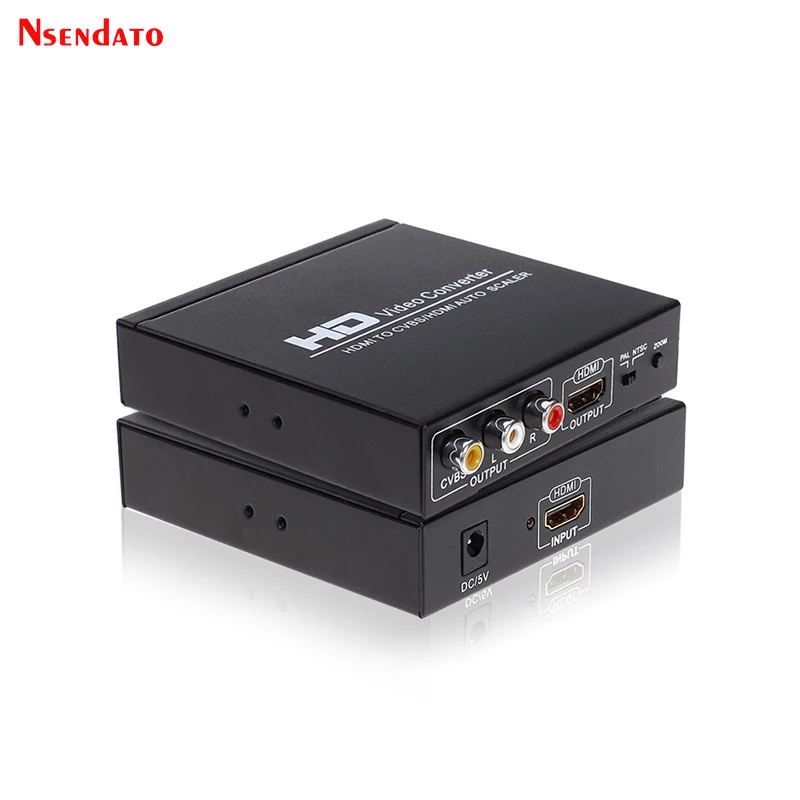 1080P HDMI-Compatible TO CVBS HDMI-Compatible AV RCA Video Converter Auto Scaler Adapter for Camera DVD Laptop PC TO TV Monitor