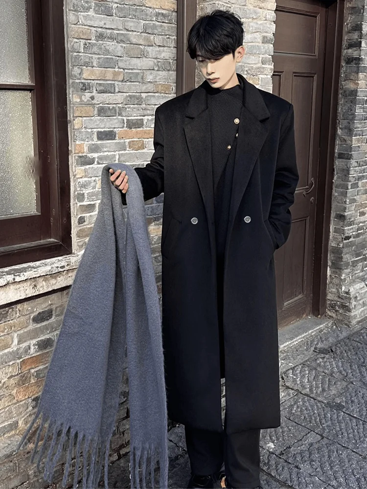 

Heiben Thiened шерстяное пальто средней длины для мужчин, зимняя верхняя одежда, плащ Sle, повседневное молодежное модное пальто Bla