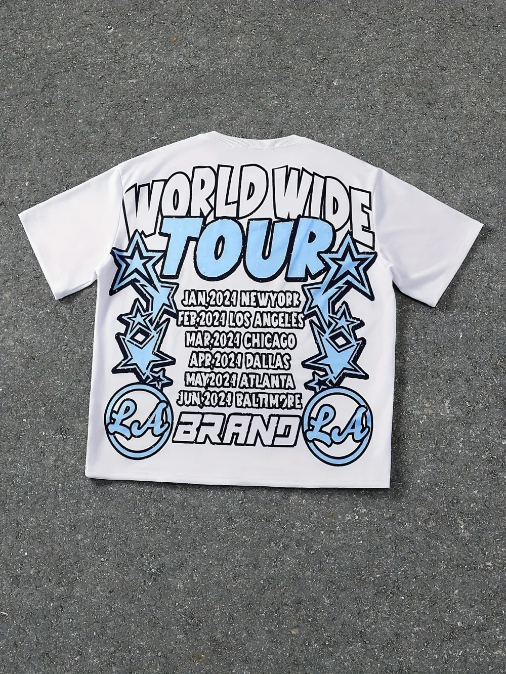 European and American men's summer personalized letter print comfortable and breathable round neck T-shirt outdoor street top