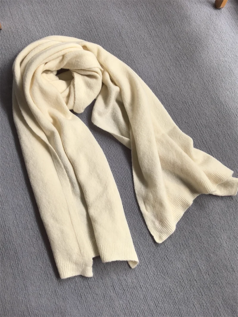 

64% Wool 10% Yakwool Winter Women Scarf Yack Cashmere Neck Scarf Ladies Autumn Beige Soft Thick Knitted Neck Warmer