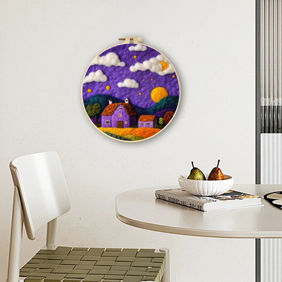 

SDOYUNO Wool Felt Painting Kit Landscape Felt Fabric Wool For Felting Diy Set For Handicraft Needle Felting Kit Painting Stitch