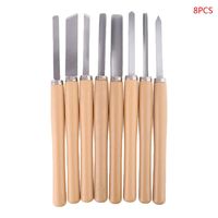 8Pcs Wood Carving Knife Lathe Chisel Set Turning Tools Woodworking Gouge Skew Parting Spear