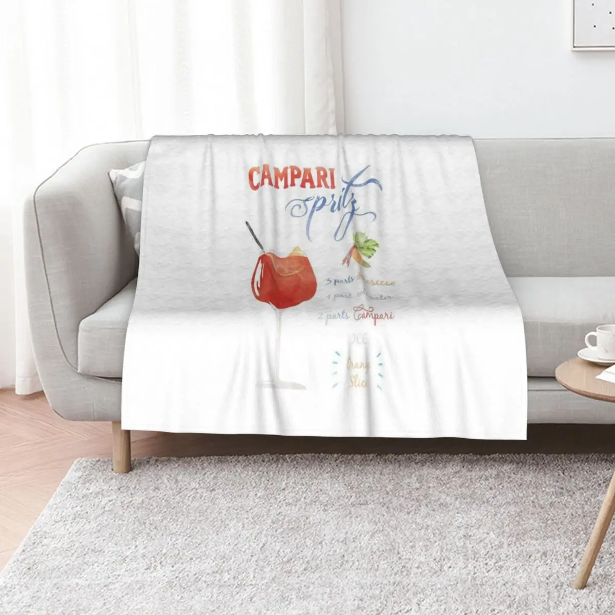 

Campari Spritz Watercolour Throw Blanket Large Vintage Summer Beddings Luxury St Blankets