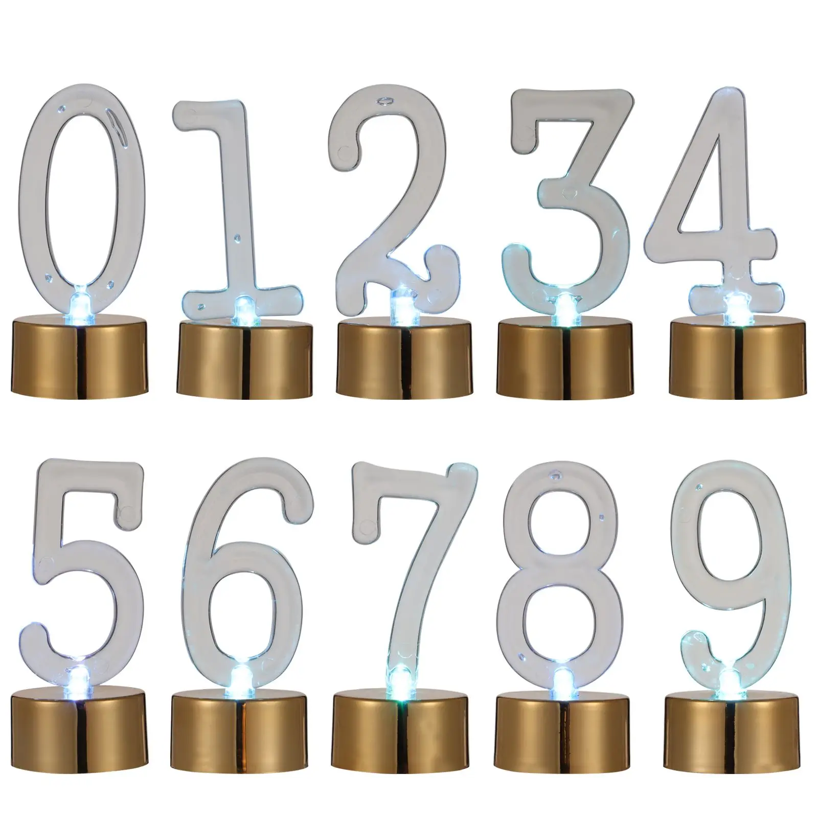 

10 Pcs Golden Digital Stylish Room Decor Led Candles Tealights Decorate Smokeless Birthday Plastic -operated
