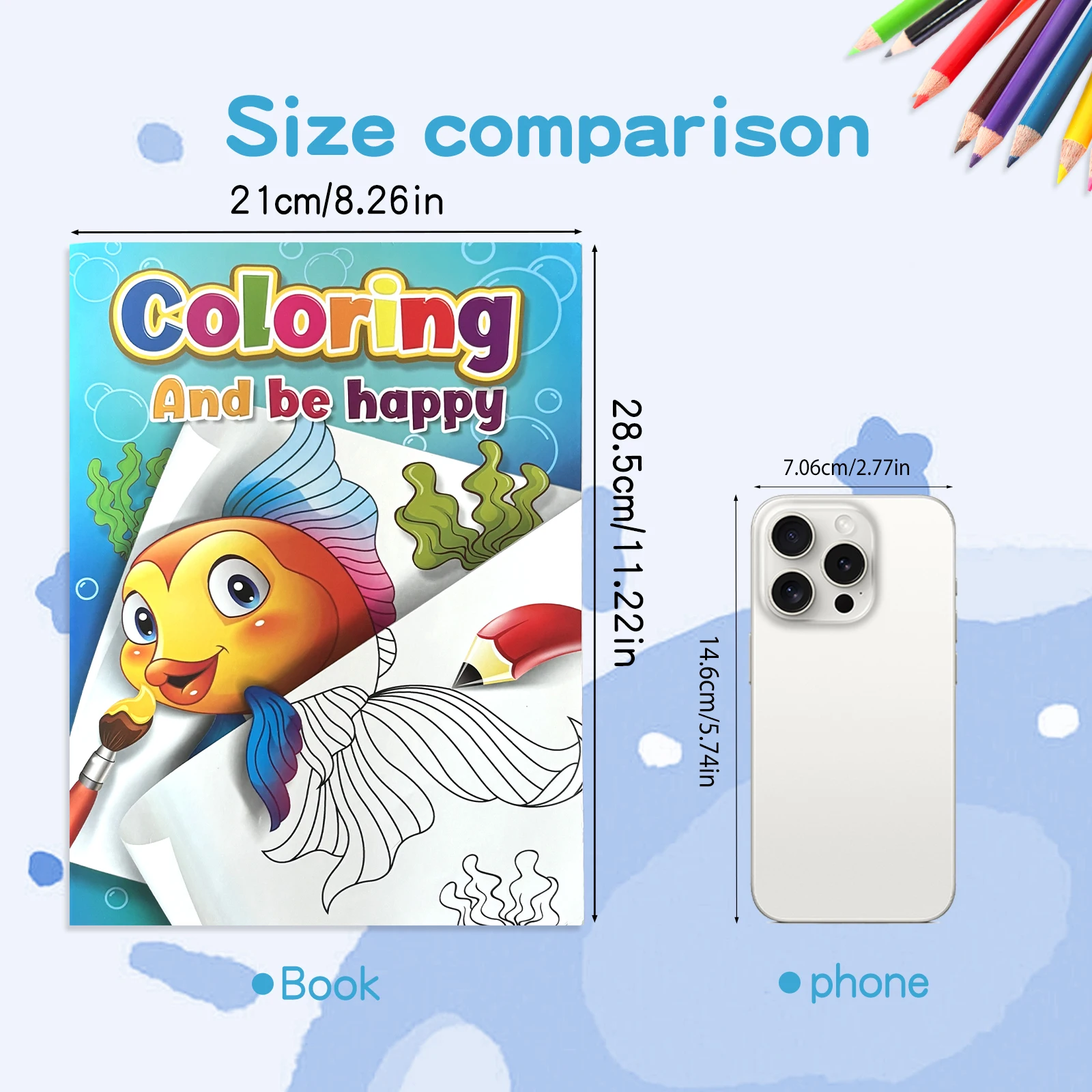 "Coloring And be happy" Kids Coloring Book - Sea - themed, Spark Creativity