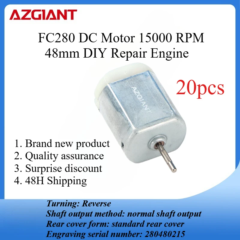 

20PCS FC280 DC Motor 15000RPM 48mm DIY Repair Engine For Car Replacement Power OEM Accesseries Reverse Rotation Toy High Quality