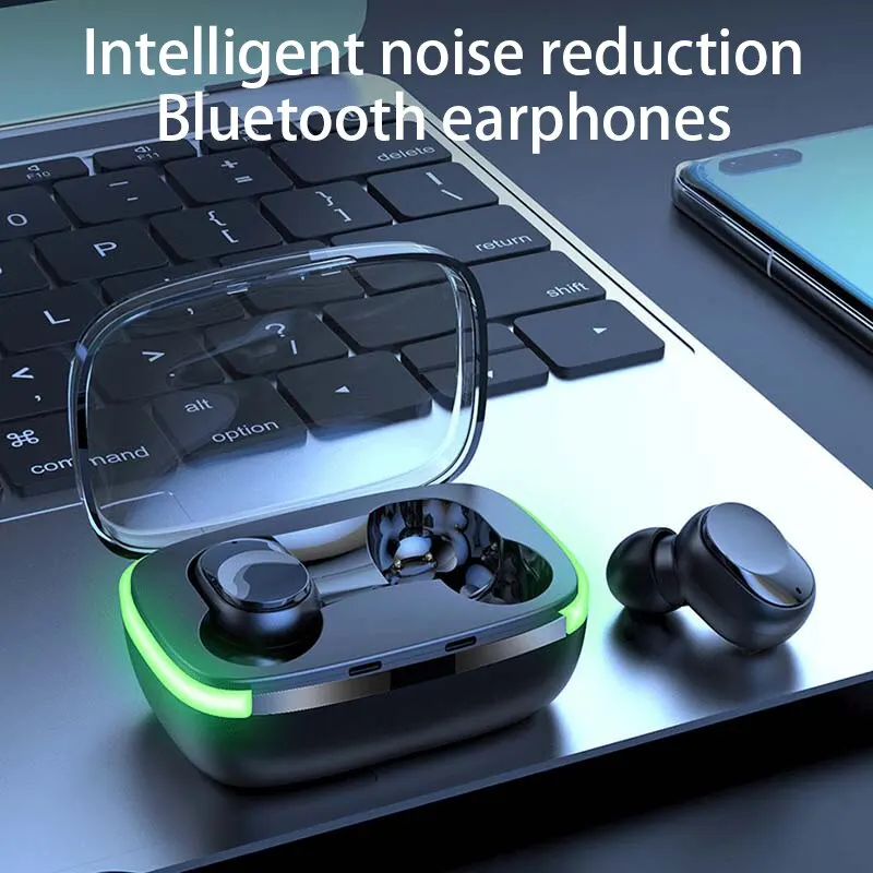 

Y60 Wireless Headphones TWS Bluetooth 5.1 Bluetooth Headset Sports LED Display Touch Control Noise Cancellation Stereo Headset