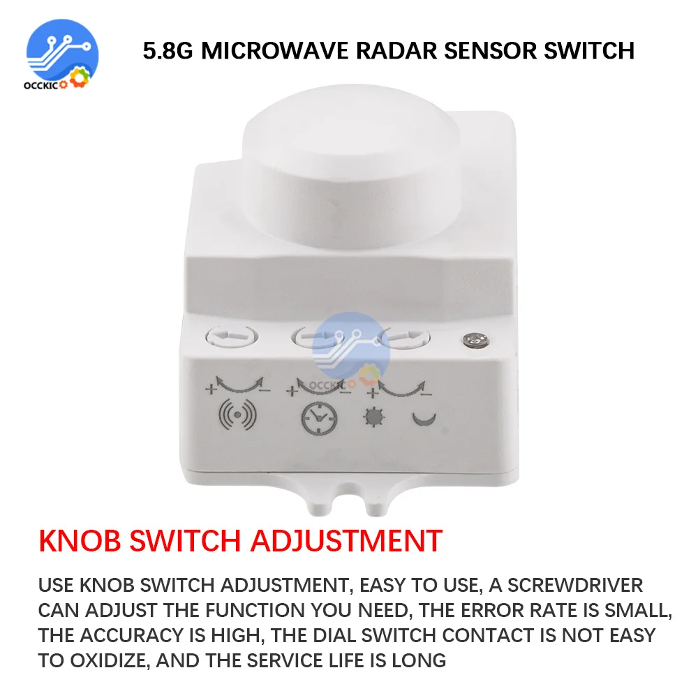 AC 220V 5.8GHz Microwave Radar Sensor Switch Human Body Motion Induction Sensor for LED Light Sensors Switches