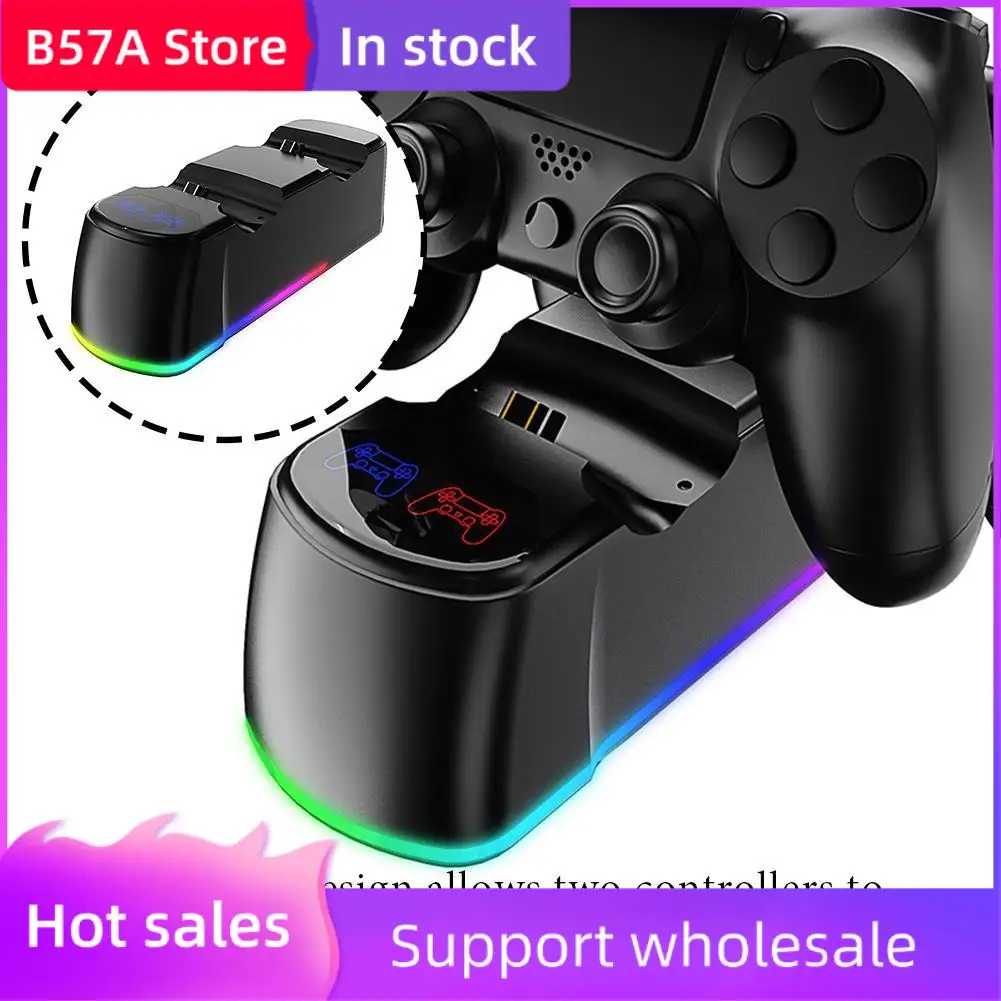 

B57A For Game Controller Charging Dual Seat Indicator Light Controller Blue Light Wireless Game Controller Charging Base Part