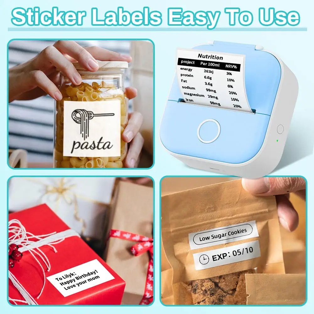 Pocket Mobile Photo Printer T02 Phomemo Portable Mini Sticker Wireless Thermal Printer Inkless for Study Office Home Gift