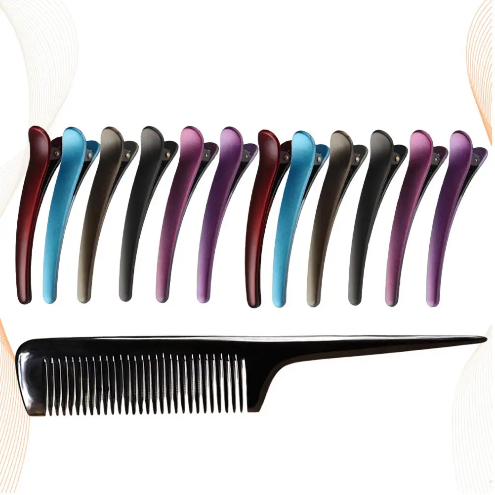 

13Pcs Duckbill Hair Clips Styling Partition Clamps Comb Included Strong Grip No Damage No Dent Lightweight Salon Professional