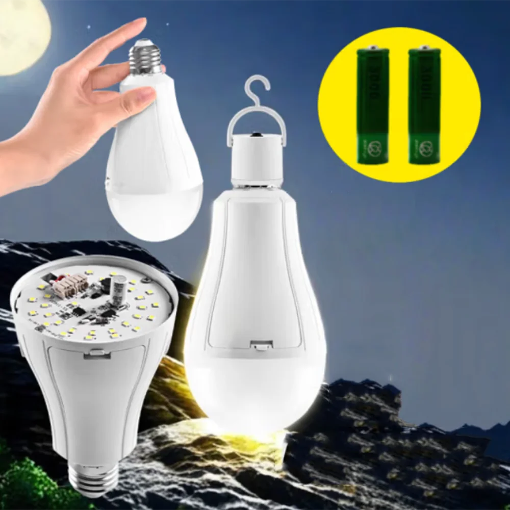 LED Rechargeable Bulbs Emergency Power Failure Family Camping Outdoor Night Market E27AC85-265V 1200mah 1*18650 Emergency Bulbs