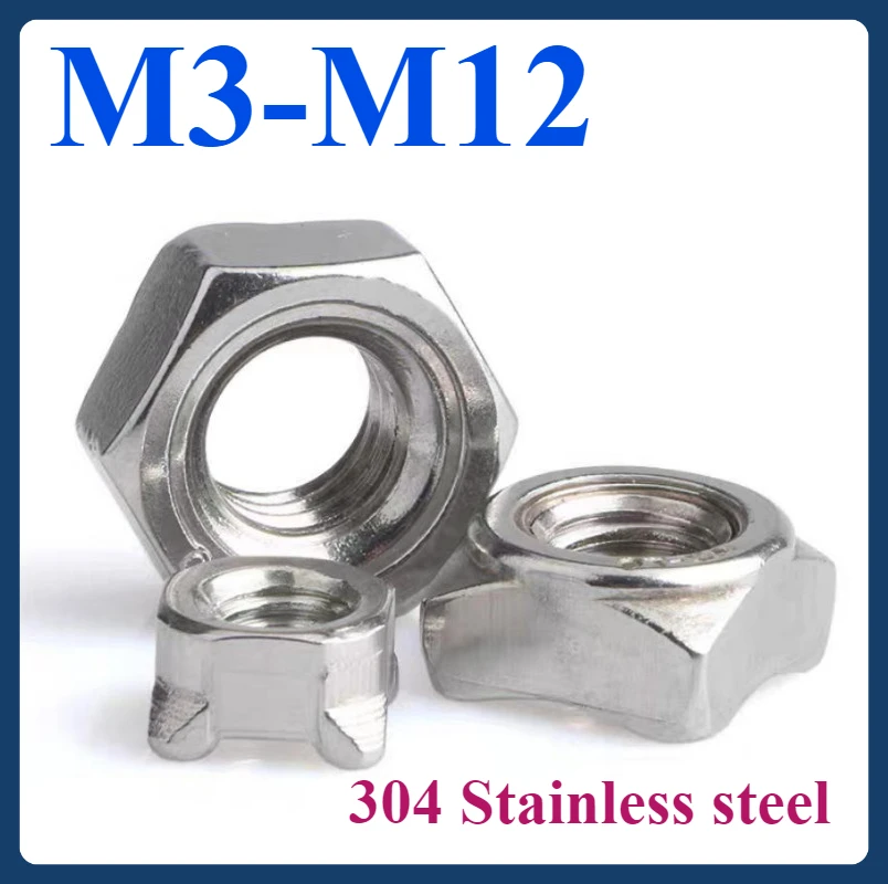 

304 Stainless Steel Hex Weld Nut (Pre-Welded),Square Weld Nut Type A Type B M3 M4 M5 M6 M8 M10-M16