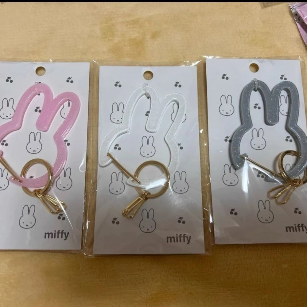 Kawaii Miffy Cute Keychain Cartoon Rabbit Japanese Style PINK White Carabiner Multifunctional Backpack Accessories Festival Gift