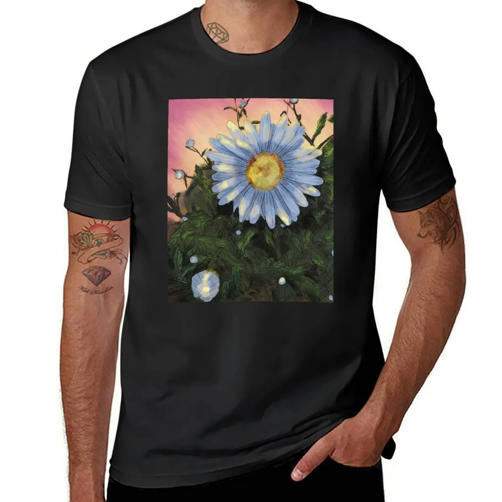 Dramatic Daisies April Birth Month Flower at Sunset T-Shirt plain tops oversized boys whites heavyweight t shirts for men