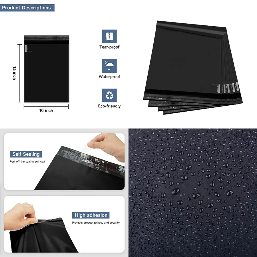 

100 Large Poly Mailers 10x13 Shipping Bags for Small Business Self Sealing Package Envelopes 10 x 13 Pack of 100