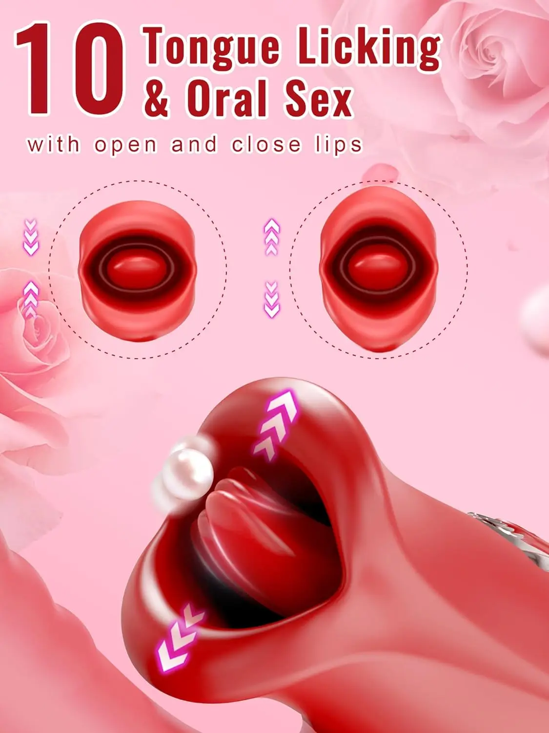 Tongue Rose Sex Toy Realistic Dildo Vibrators 3 in 1 Vibrator for Women Tongue Licking Nipple Clit Stimulator Adult Sex Toys