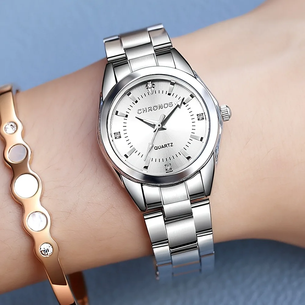CHRONOS Elegant Women Watches Luxury Ladies Fashion Girls Wristwatch Quartz Movement Stainless Steel Gift for Female Girlfriend