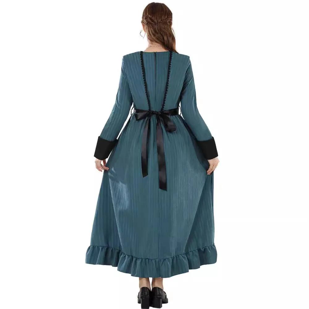 Vestido casual manga longa vintage feminino, estilo retrô medieval, vestidos de corte, saias longas góticas, querida