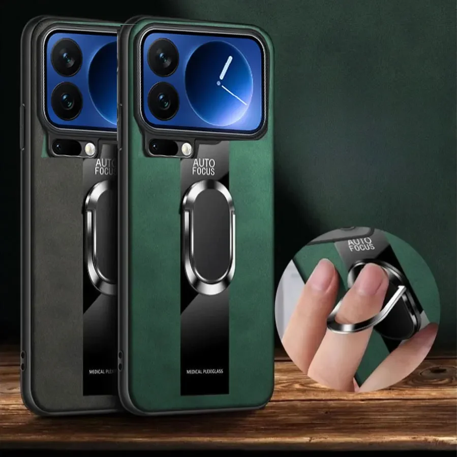 حافظة جلدية PU مضادة للصدمات لهاتف Xiaomi 17 Pro Max غطاء حامل حلقي مغناطيسي من جلد الغنم لهاتف Xiaomi MI 17Pro Max Shell