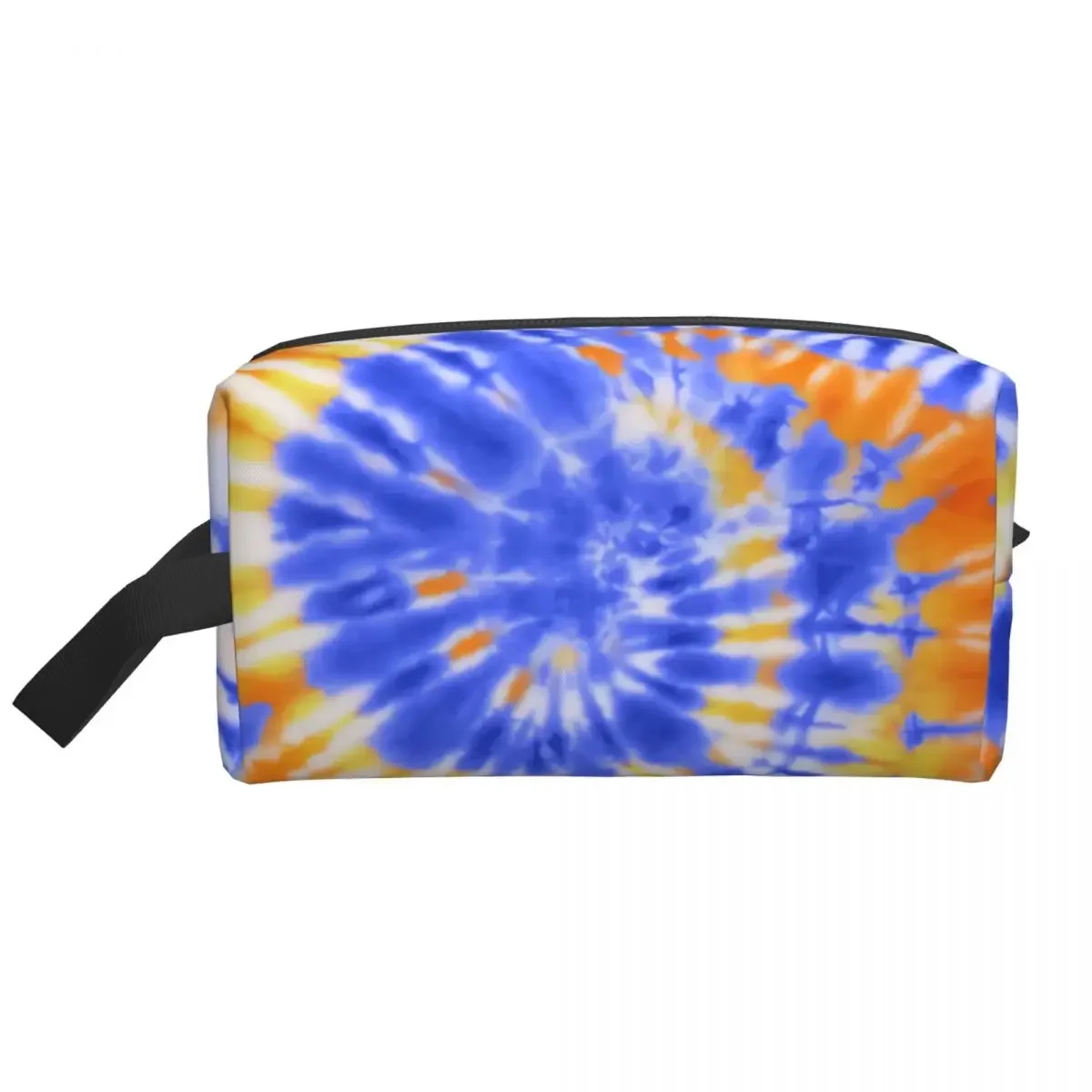 Custom Tie Dye Blue Orange Yellow Travel Cosmetic Bag for Women Dyeing Toiletry Makeup Organizer Lady Beauty Storage Dopp Kit