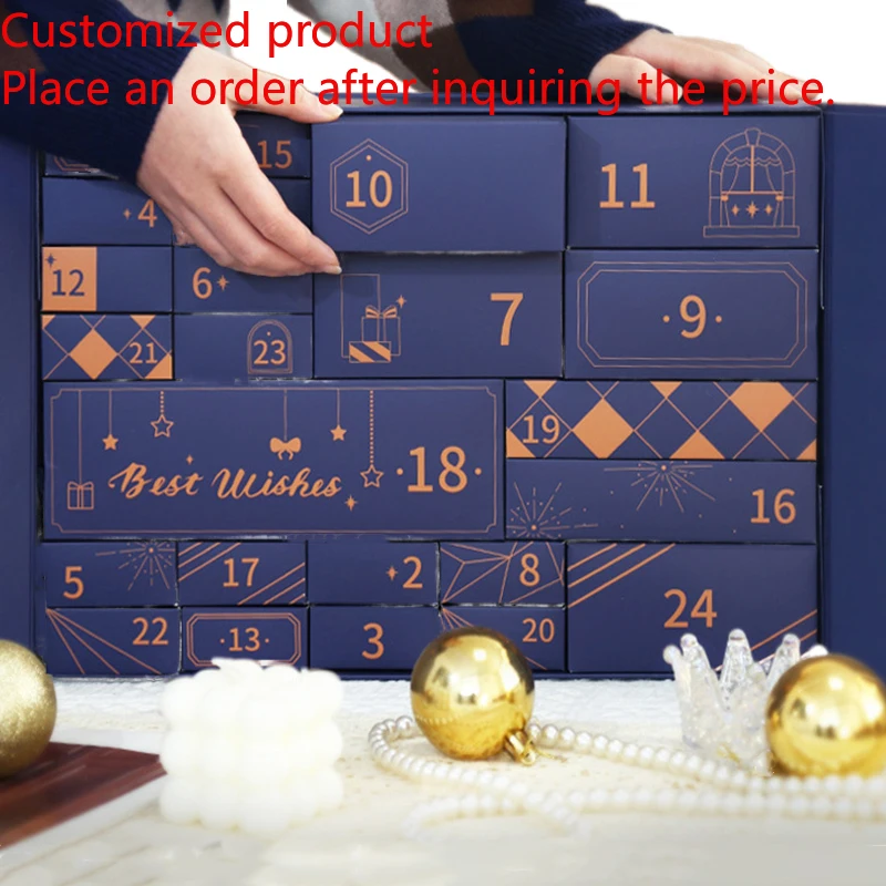 2025.High-end Christmas Advent Calendar Box Tow Doors Candle Jewelry Gift Box 12 24 25 Grids Sliding Drawer Advent Calendars Box