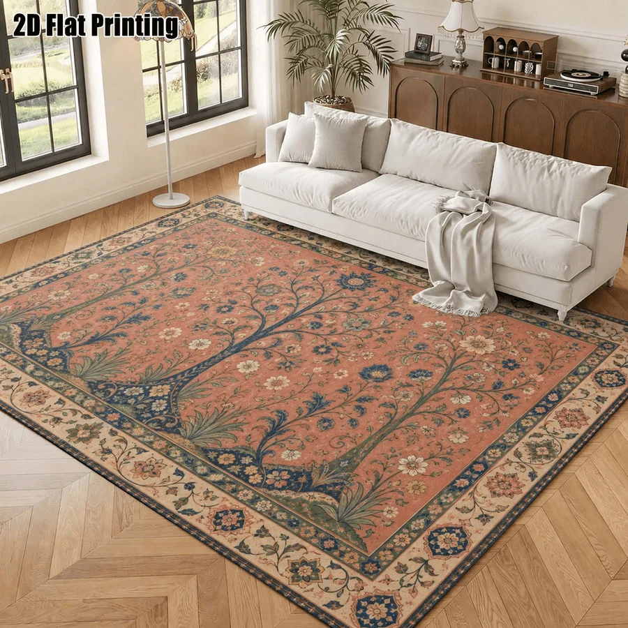 1Pc European Palace Retro Floral Carpet, Machine Washable, Warm Home Decoration, Suitable for Living Room, Bedroom, Entryway, Office, Corridor and Other Areas