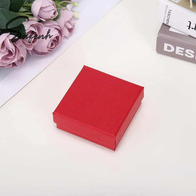 Red Jewelry Box With Cotton Pad Paper Jewelry Case Travel Portable Ring Earrings Necklace Gifts Packageing Storage Boxes