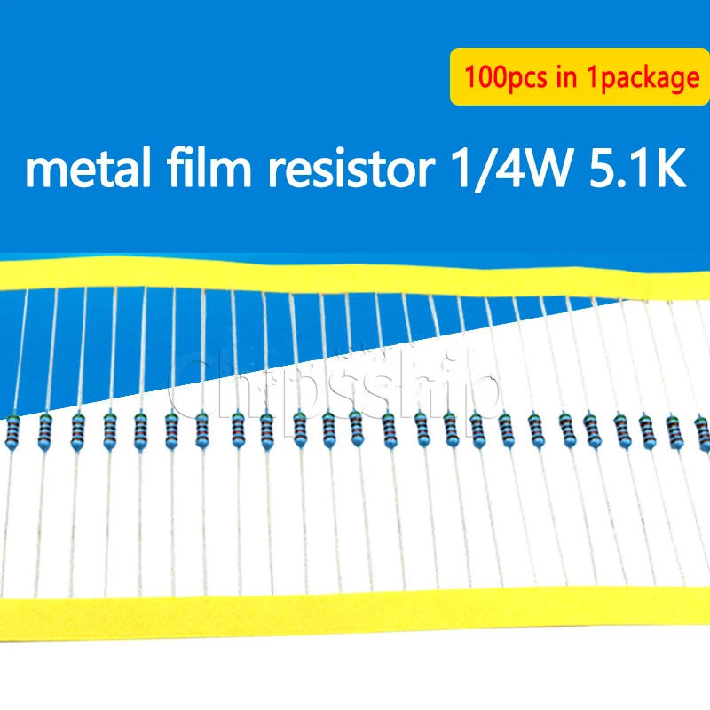 

Metal Film Resistor 1 4W 5.1K 1% Five-color Ring Resistor (100 PCS)