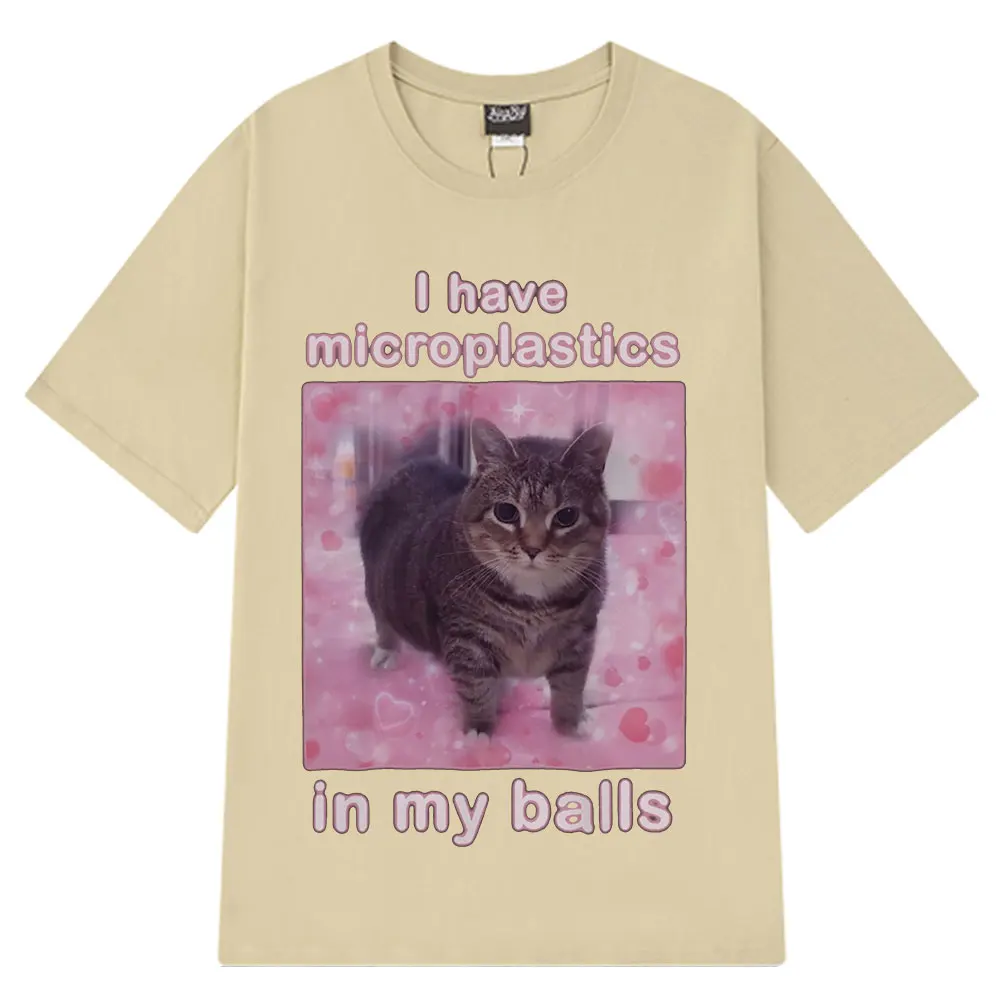 لدي ميكروبلاستيك في كراتي مضحك القط ميمي تي شيرت موضة تي شيرت الرجال النساء عادية القطن قصير الأكمام الهيب هوب تي شيرت #2