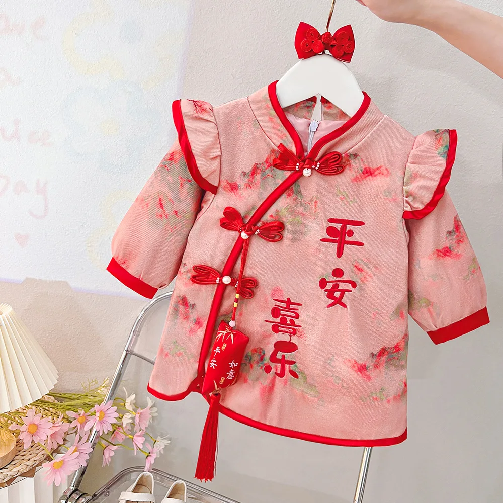 Chinese New Year Clothings Girls Winter Oriental Traditional Costume Hanfu Kids Dresses